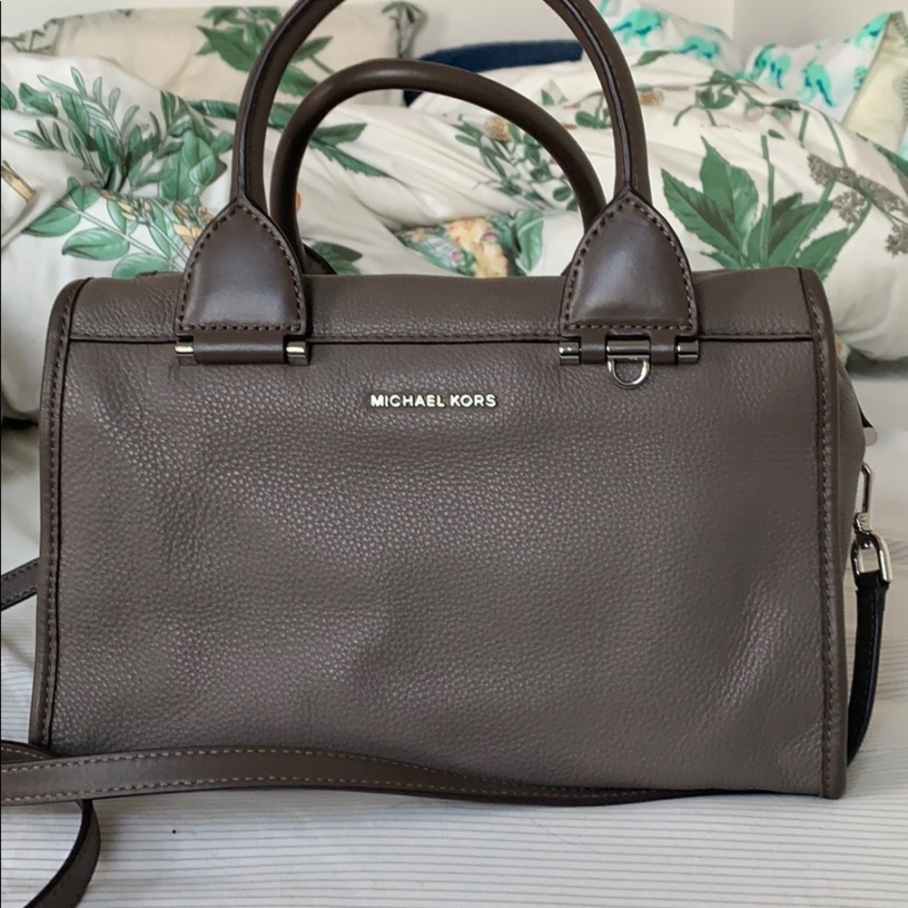 Michael Kors gray leather handbag